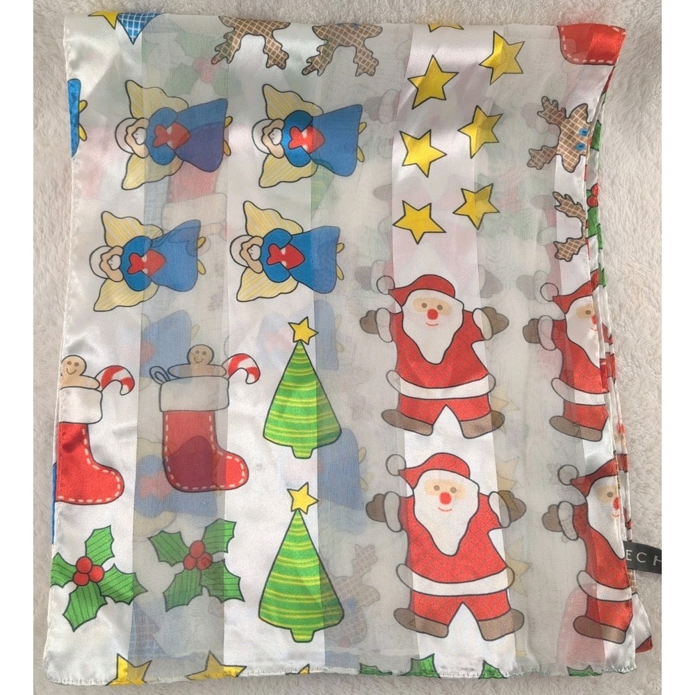 Echo Women's Christmas Holiday Sheer Scarf โ Santa, Trees, Stockings, Angels...โ